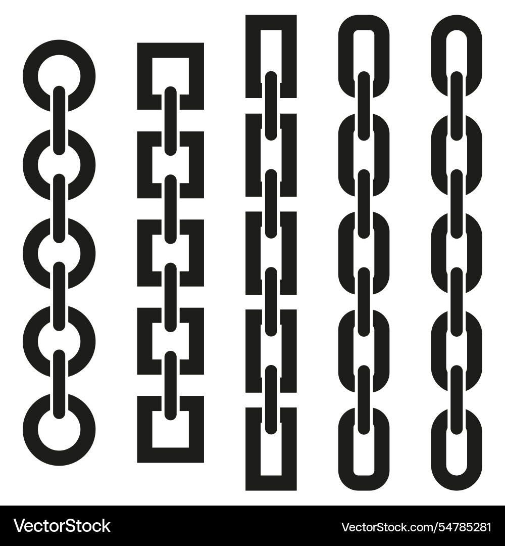 Chain pattern set linked shapes collection design Chain pattern set linked shapes collection design vector image