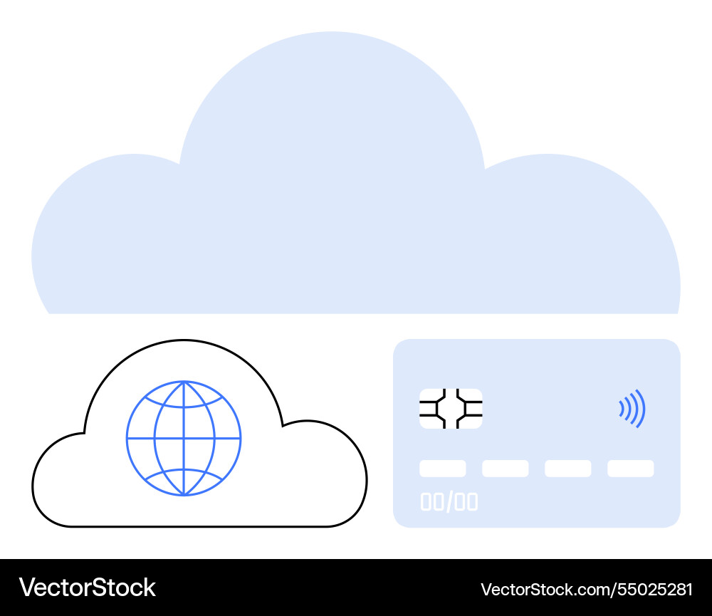 Cloud computing with digital payments and global Cloud computing with digital payments and global Vector Image