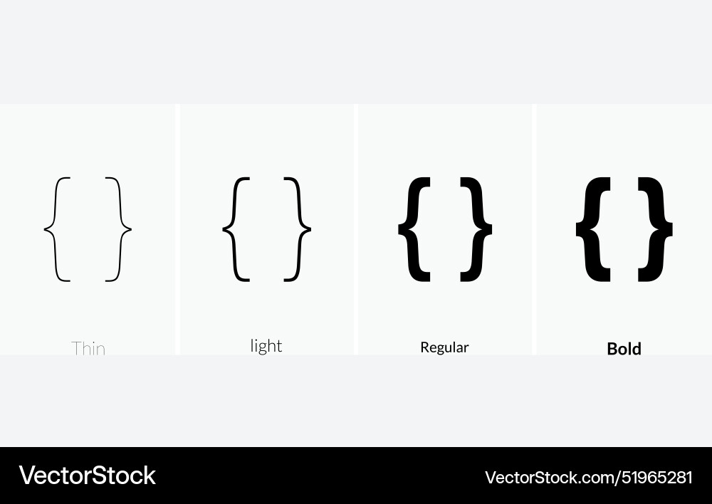 Code brackets icon thin light regular and bold Vector Image