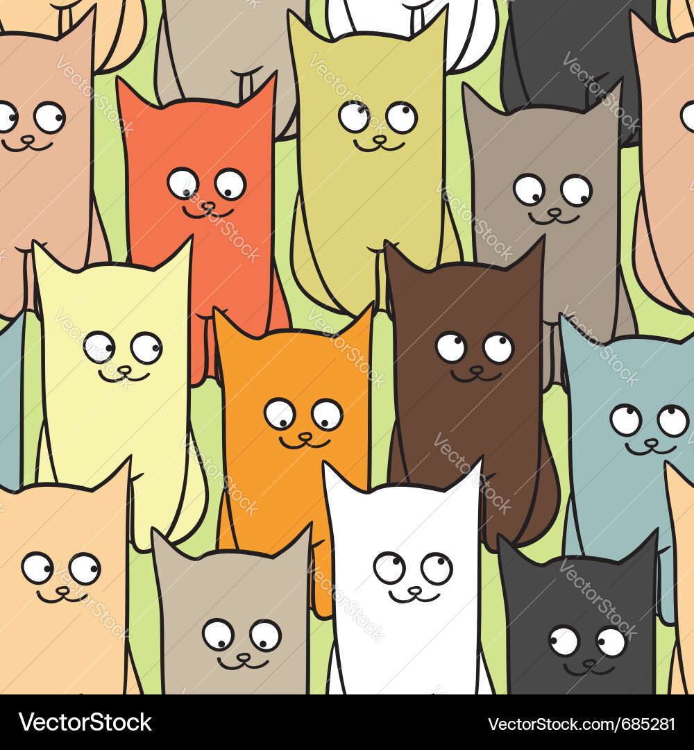 Colorful Cat Pattern - Seamless Repeat vector image