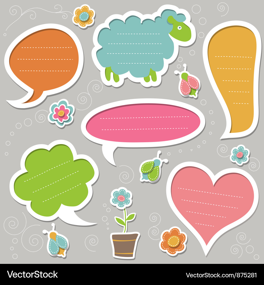 Colorful Speech Bubbles & Frames Vector Image
