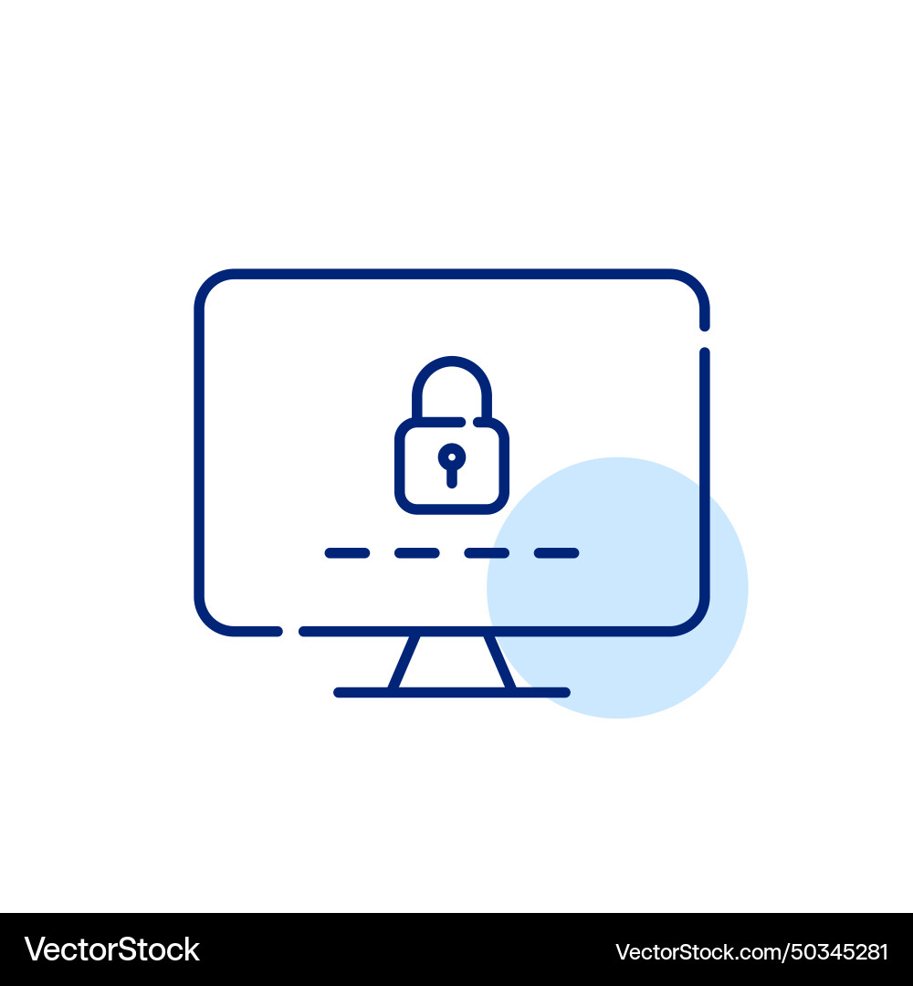 Computer monitor lock and password pixel perfect Vector Image