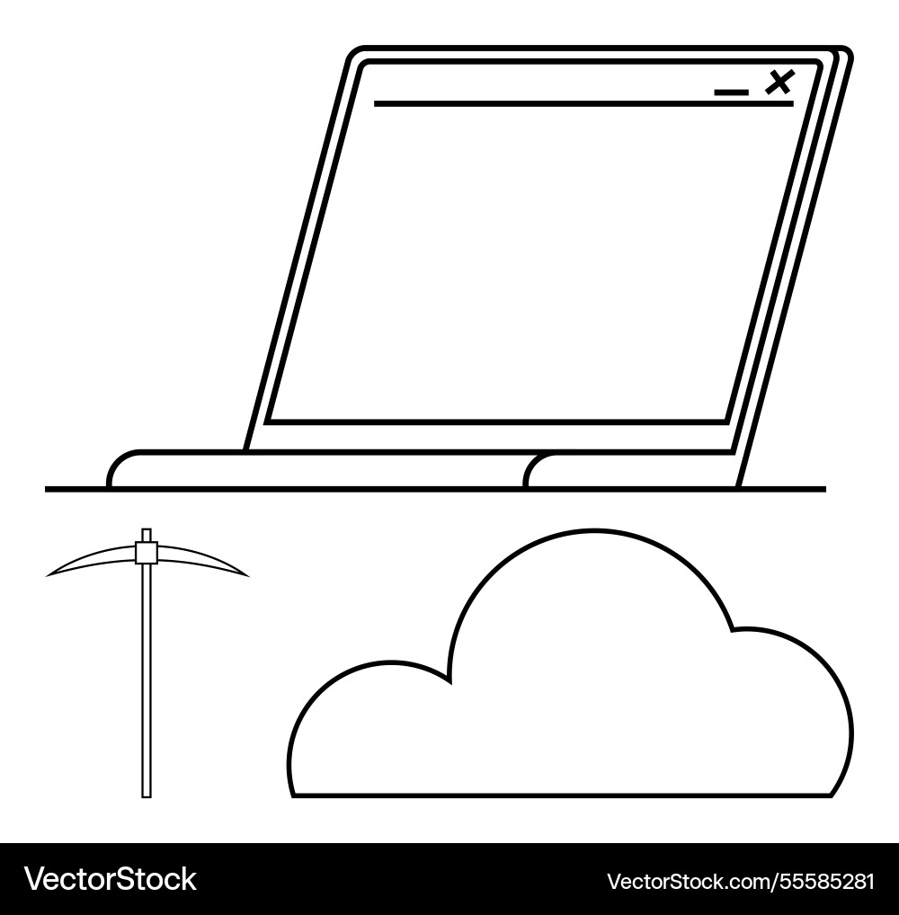 Digital data mining concept with computer pickaxe vector image