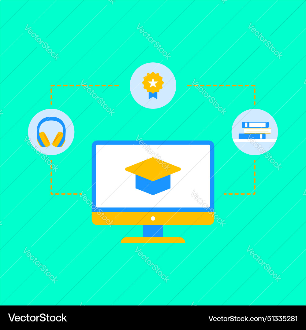 E-learning design element set Vector Image