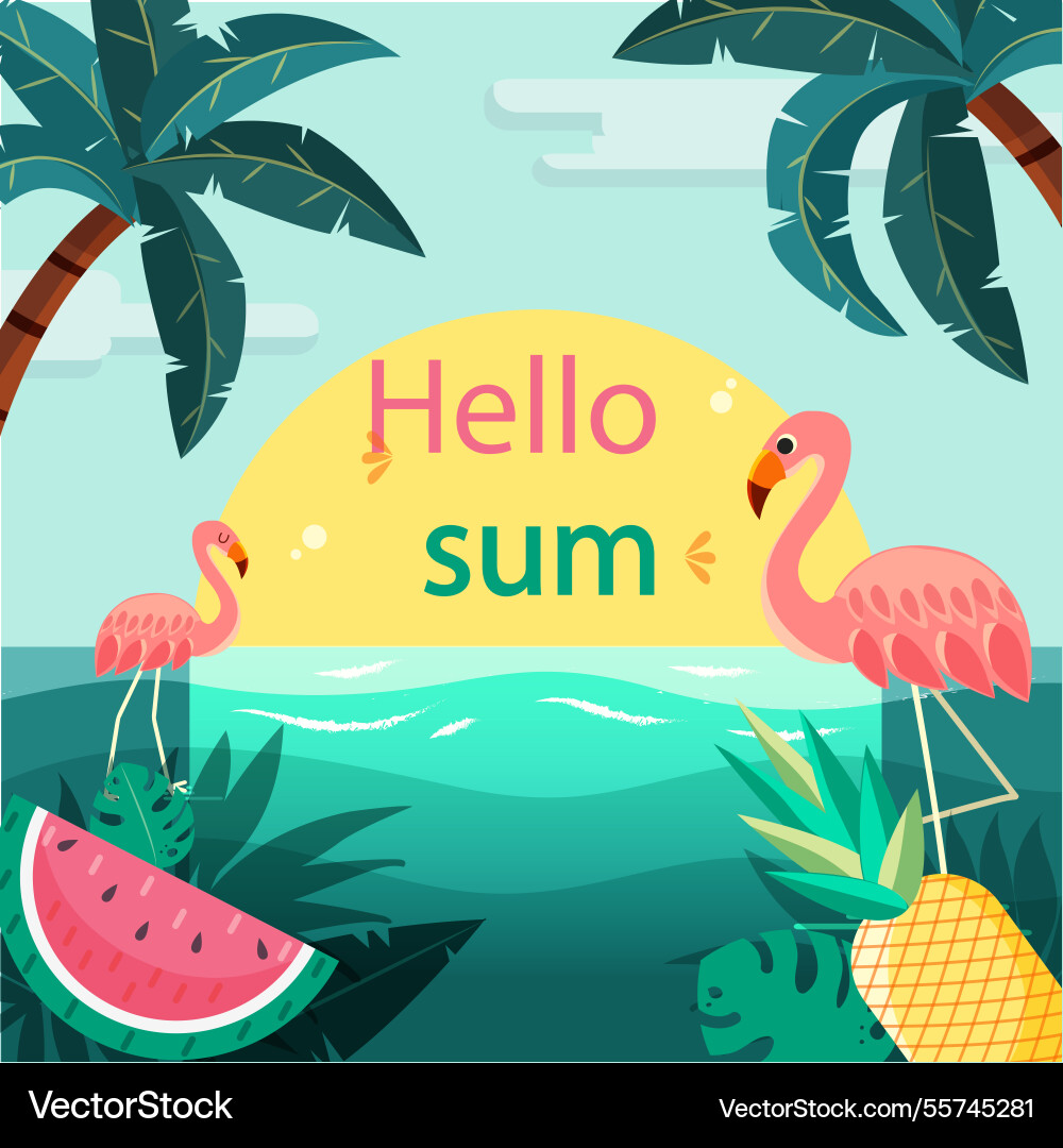 Flat hello summer background Vector Image