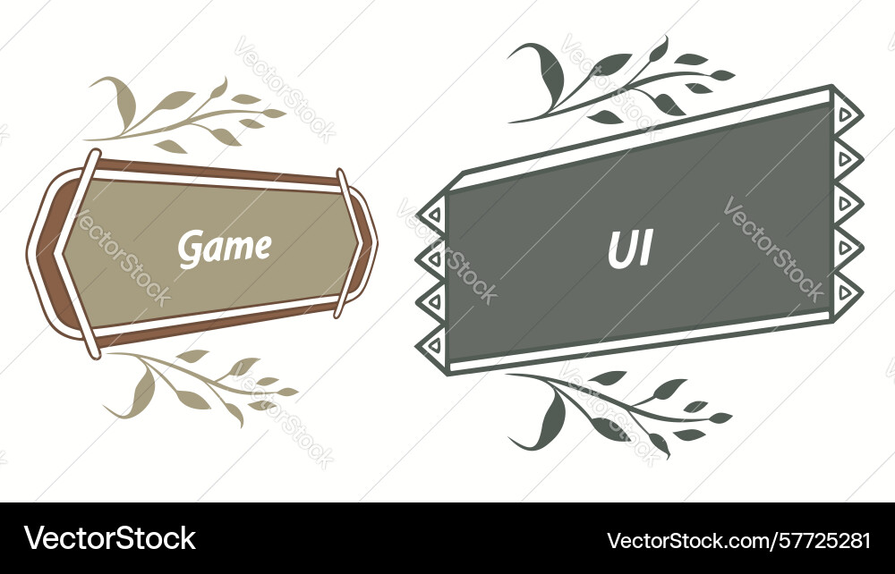 Game ui and branding labels stylish buttons vector image