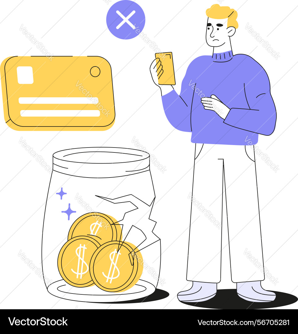 Man facing a financial issue with declined Man facing a financial issue with declined vector image