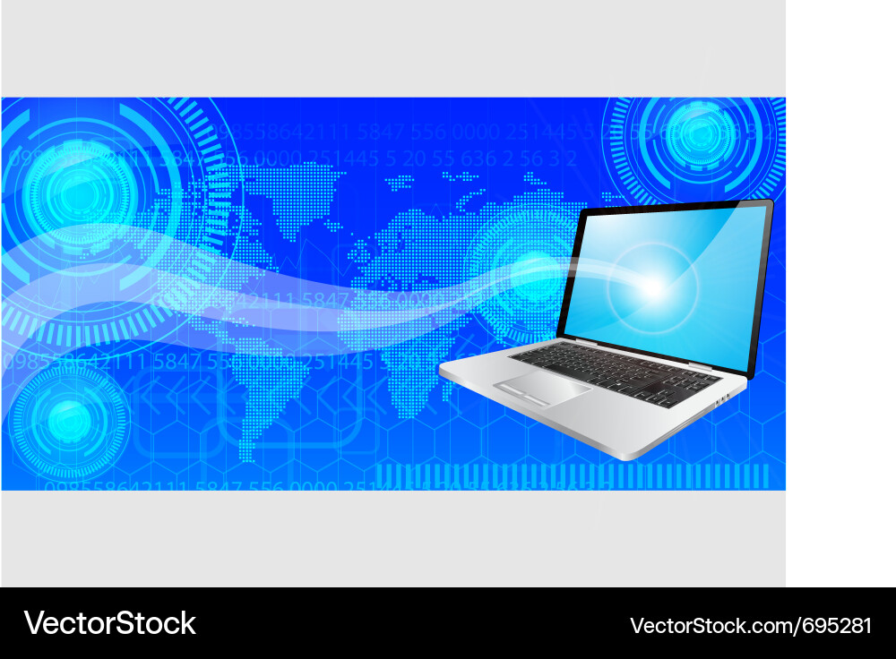Modern Laptop Background with Globe Vector Image