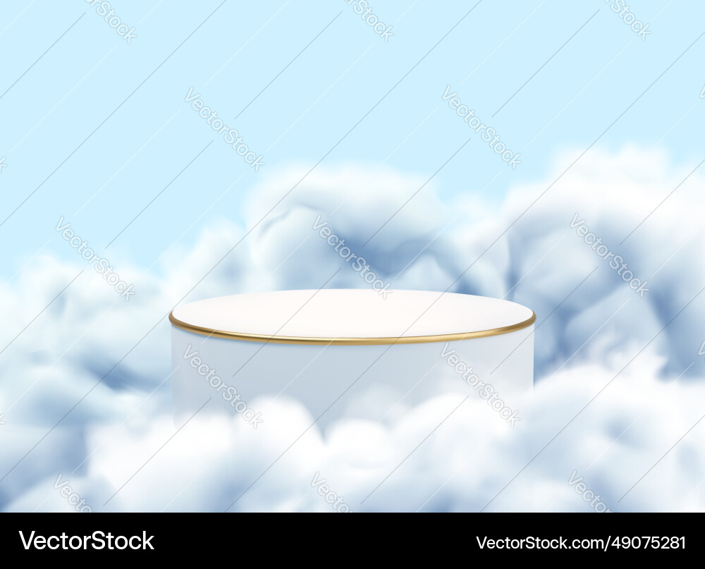 Podium in white clouds Royalty Free Vector Image