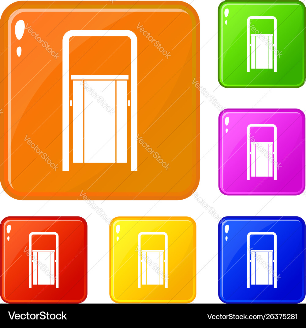 Public garbage bin icons set color Public garbage bin icons set color vector image