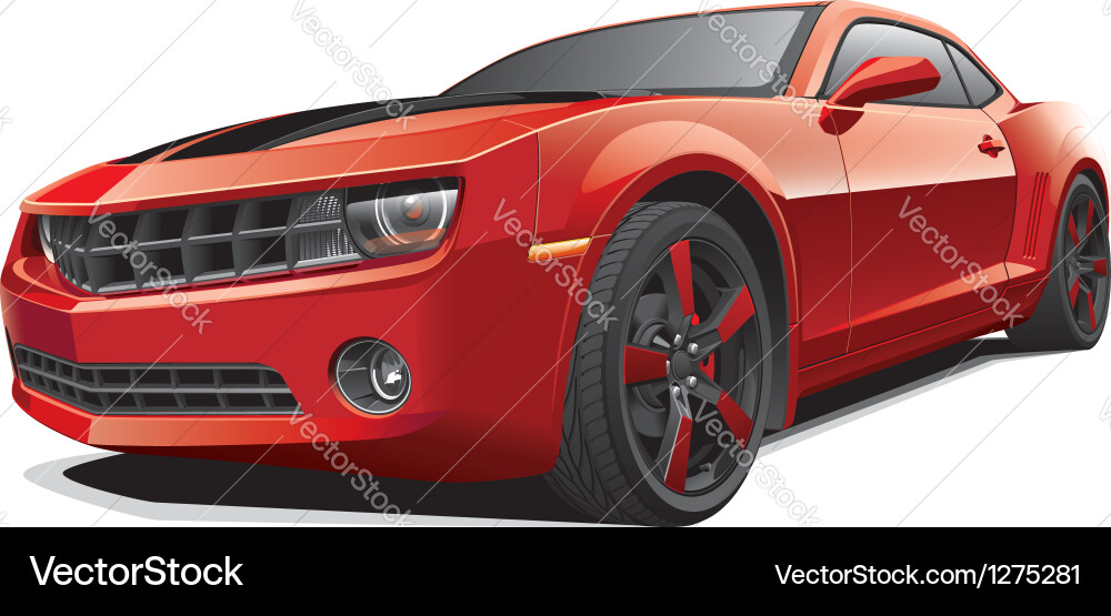 Red Muscle Car Racing Concept Vector Image