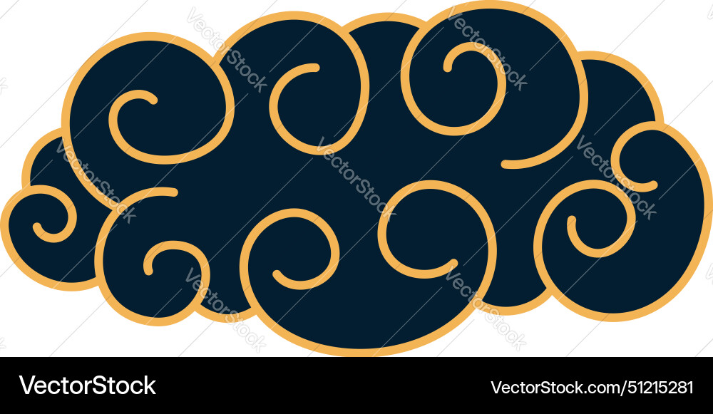 Traditional asian fluffy rounded cloud line art Traditional asian fluffy rounded cloud line art vector image