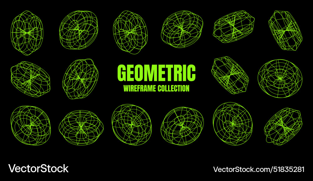 Wireframe lined shapes perspective mesh 3d grid Wireframe lined shapes perspective mesh 3d grid vector image