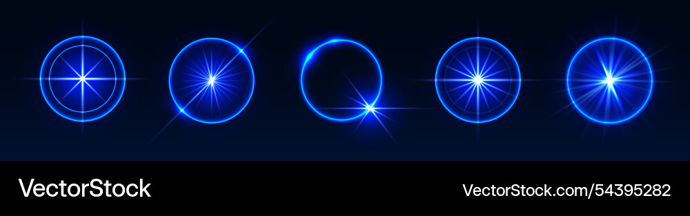 Blue light flares glowing shiny sparks lens Blue light flares glowing shiny sparks lens vector image