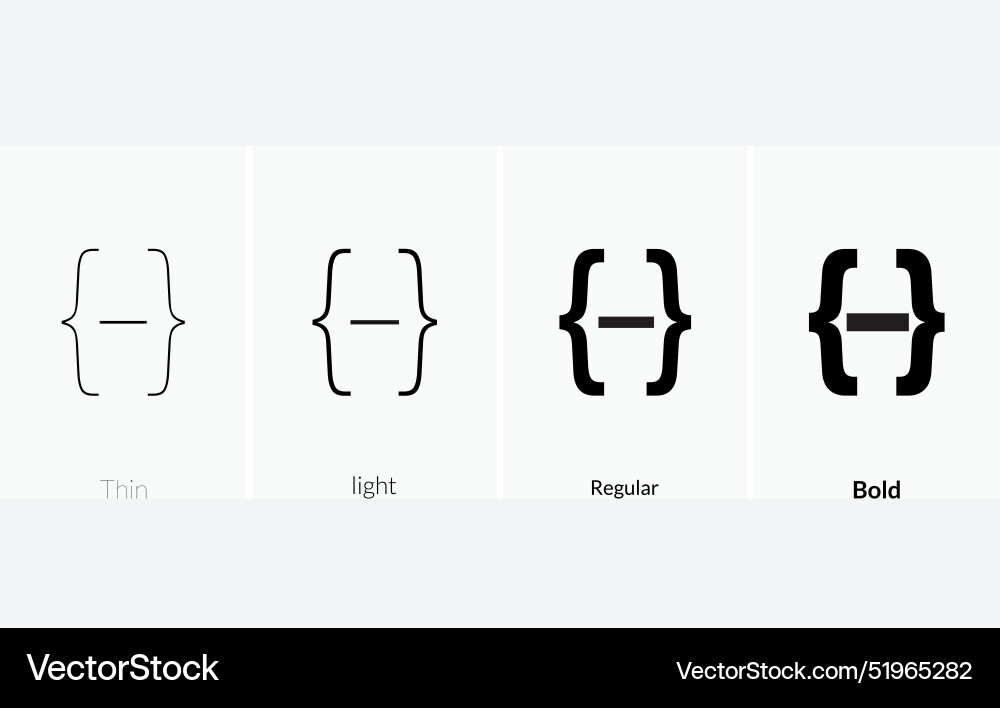Code brackest icon thin light regular and bold Vector Image