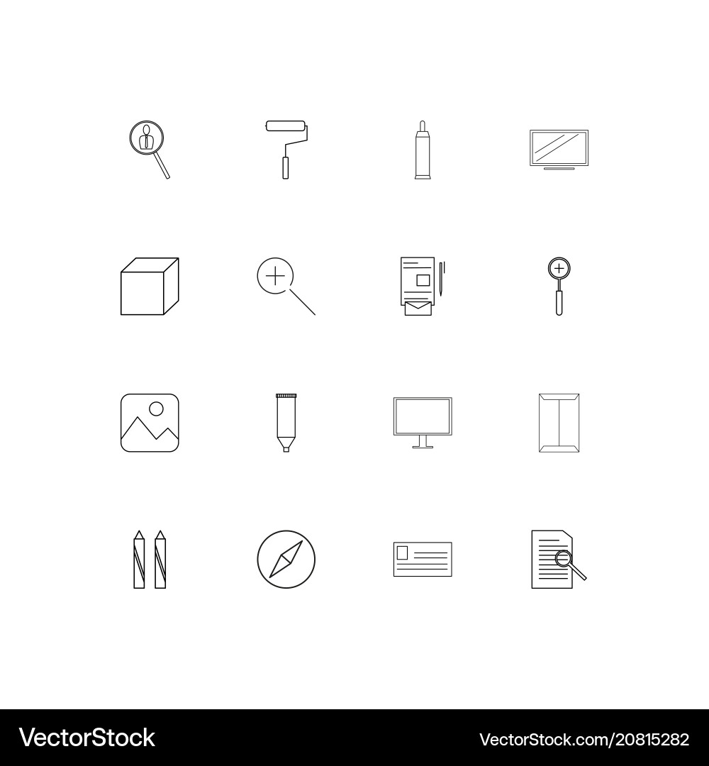 Creative process and design linear thin icons set vector image