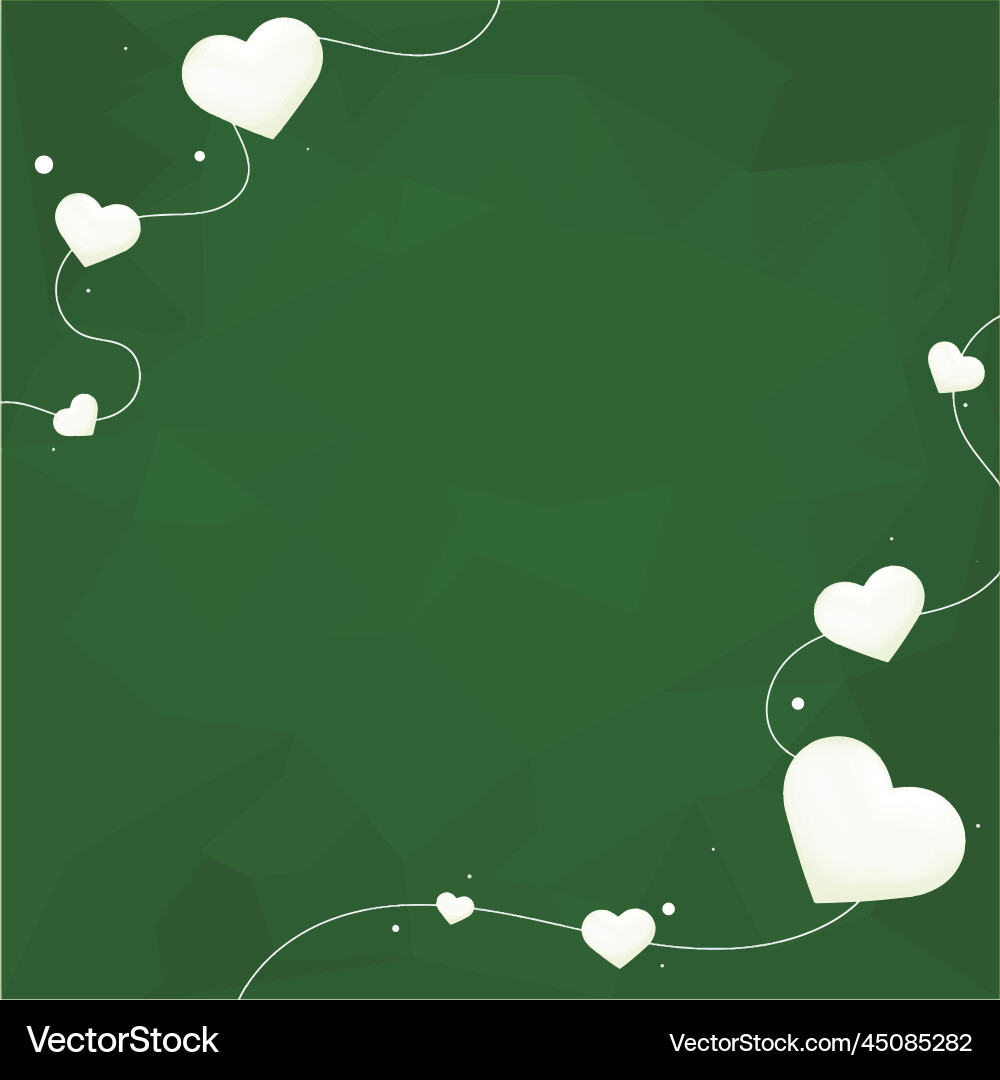 Heart string border geometric pattern green Heart string border geometric pattern green vector image