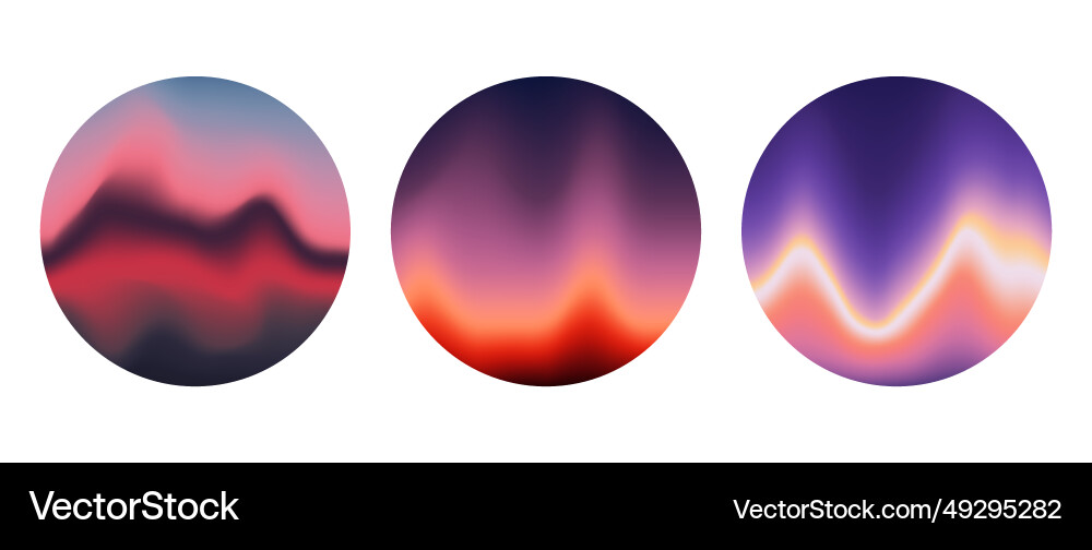 Iridescent round wavy gradient background set Vector Image