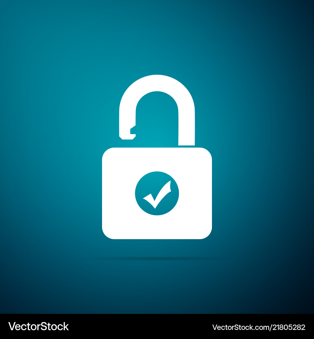 Open padlock and check mark security lock Vector Image