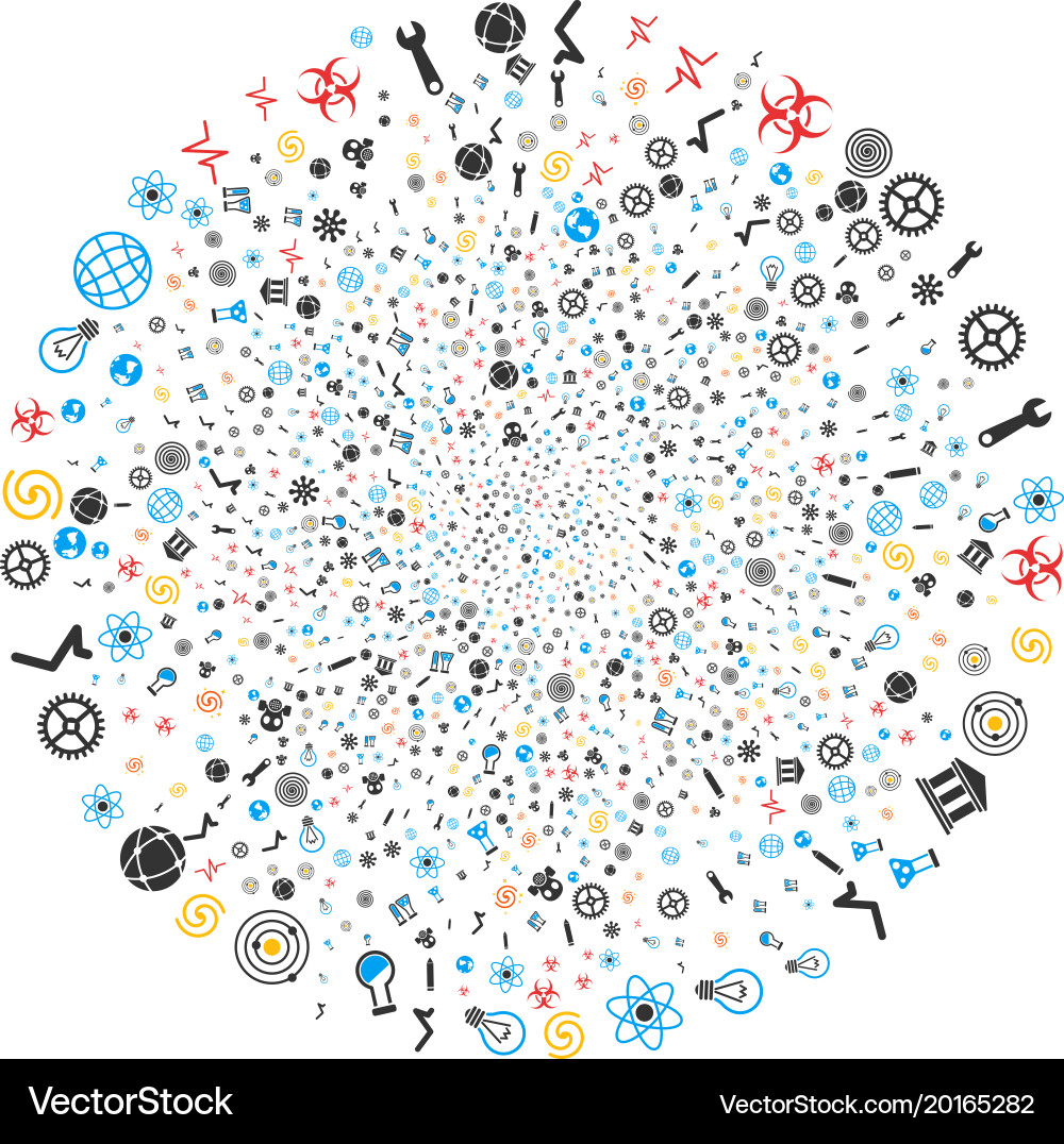 Science symbols cycle exploding globula Vector Image