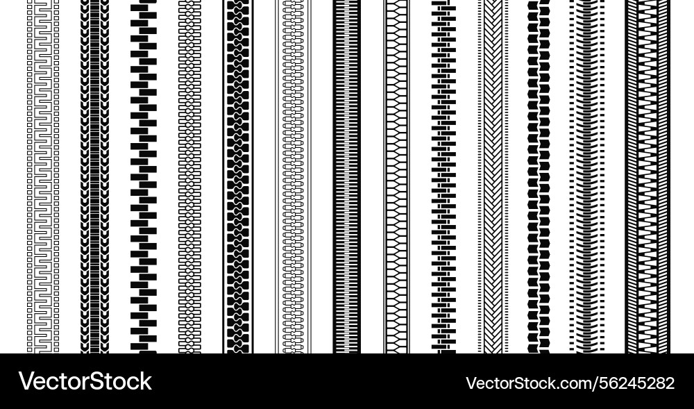 Seamless zipper set repeating patterns Vector Image