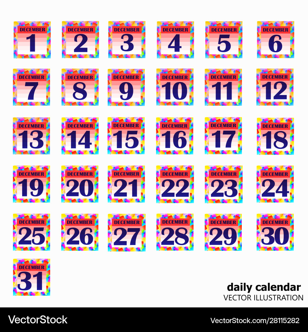 Set buttons with calendar dates for month Vector Image