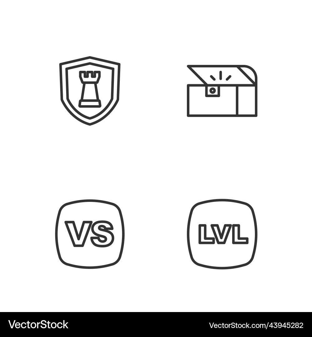 Set line level game vs versus battle chess shield Set line level game vs versus battle chess shield Vector Image