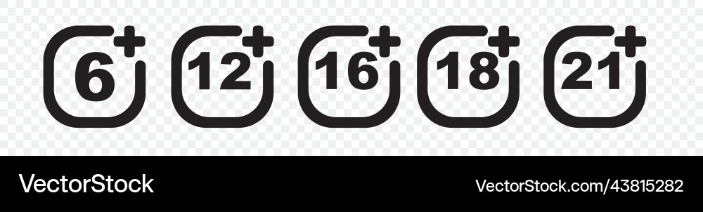 Set of age restriction signs marks limit sig Vector Image