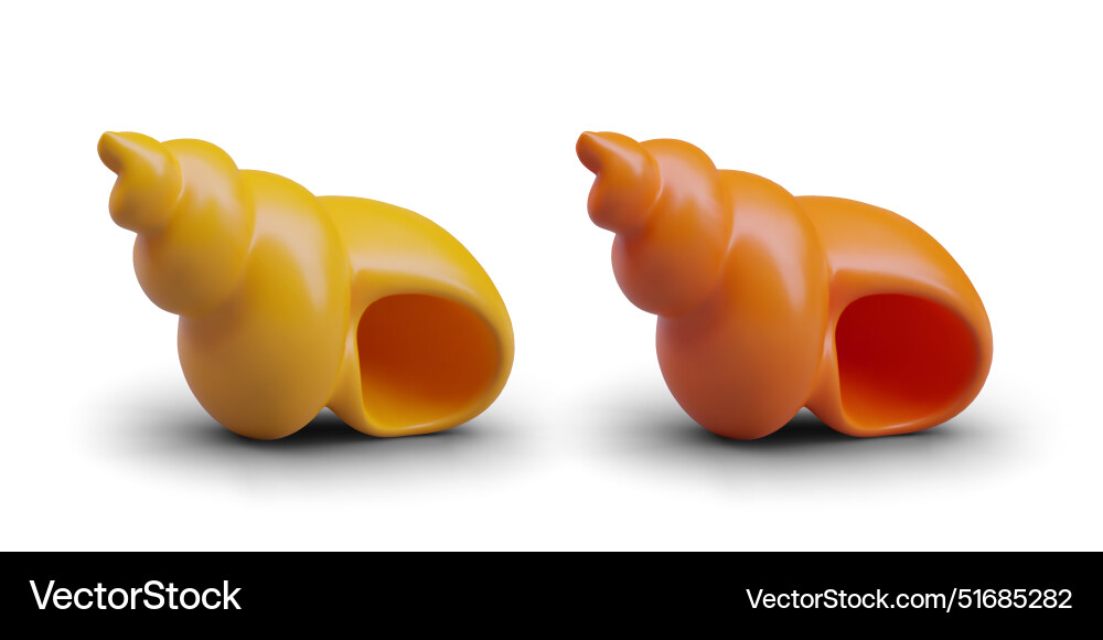 Set of spiral empty seashells yellow and orange Vector Image
