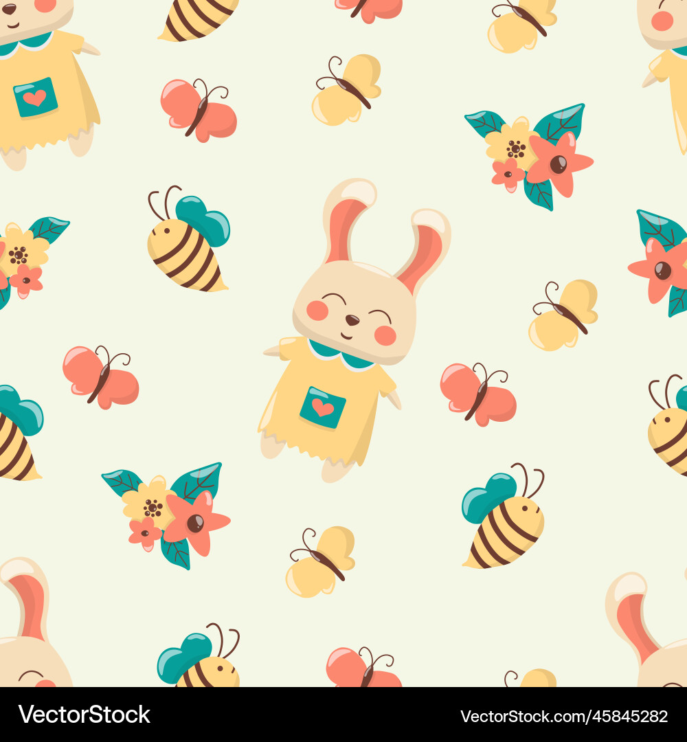 Spring seamless pattern with a cute bunny – Royalty-Free Vector ...