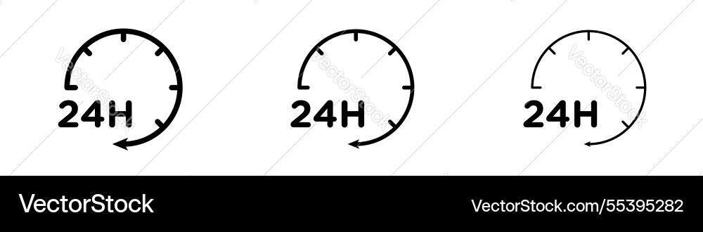 Time twenty four icons in three different stroke vector image