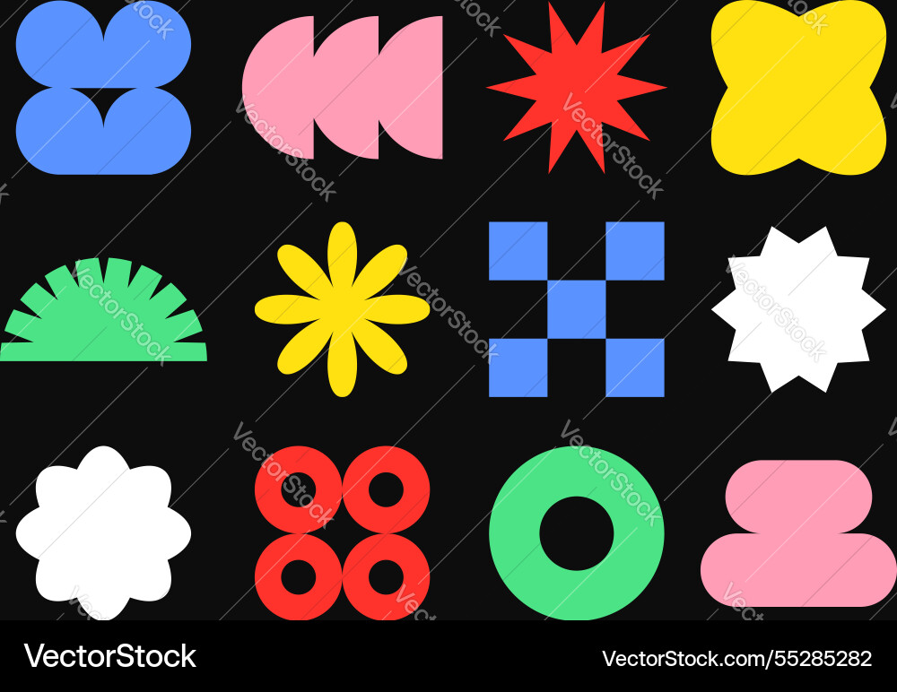 Y2K Geometric Shapes - Retro Aesthetic – Royalty-Free Vector | VectorStock