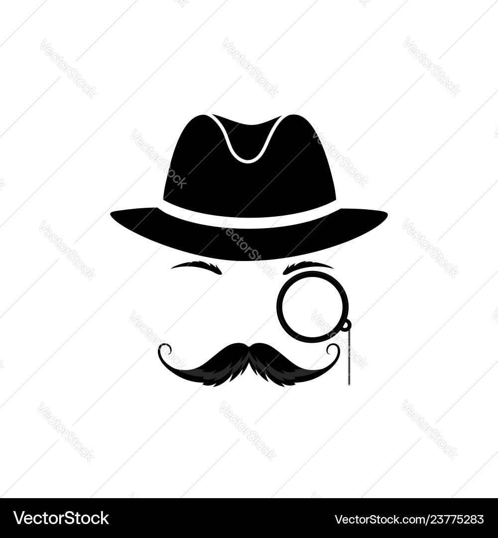 A mustache detective in hat and with monocle A mustache detective in hat and with monocle vector image
