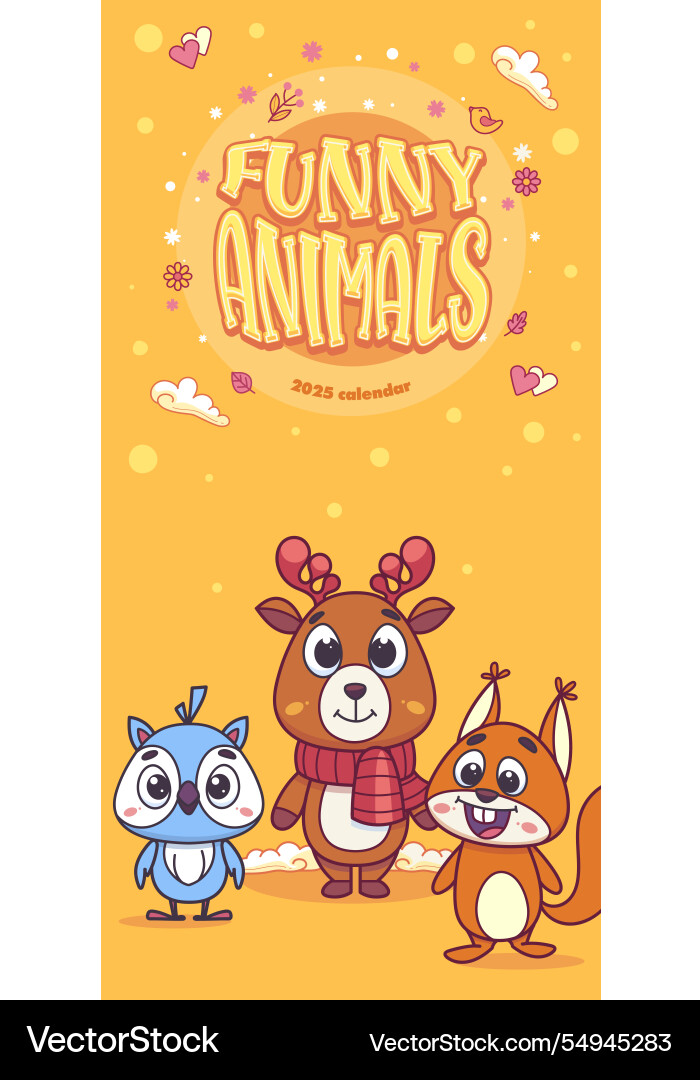 Calendar cover with a group of animal friends Vector Image
