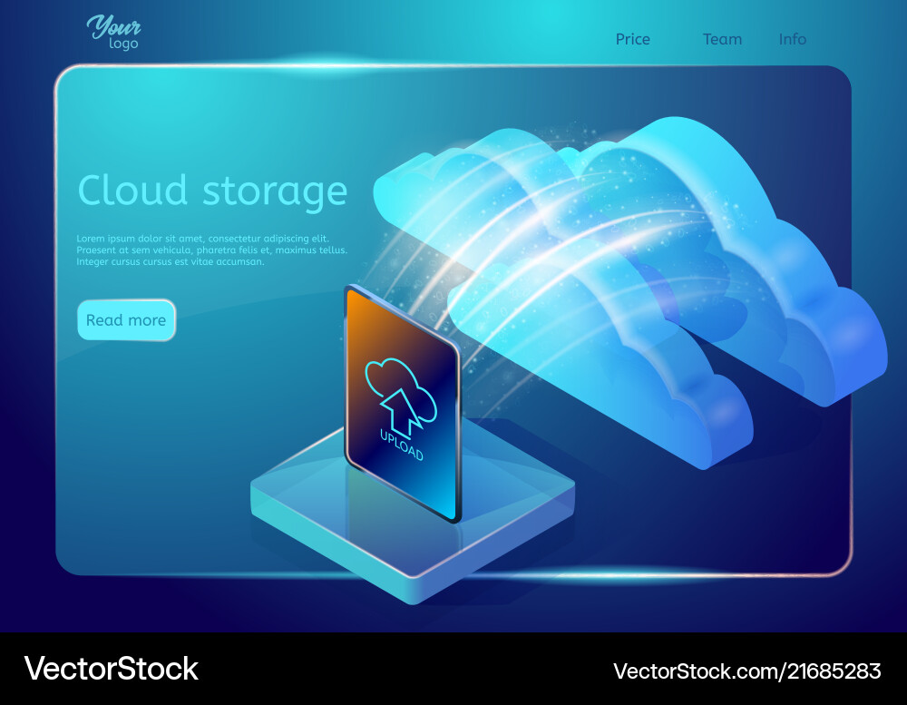 Cloud data storage web page template abstract Cloud data storage web page template abstract Vector Image