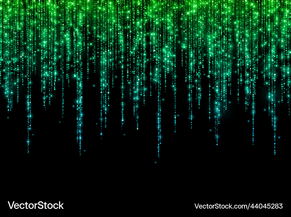 Green blue festive shiny glitter long rain garland Green blue festive shiny glitter long rain garland vector image