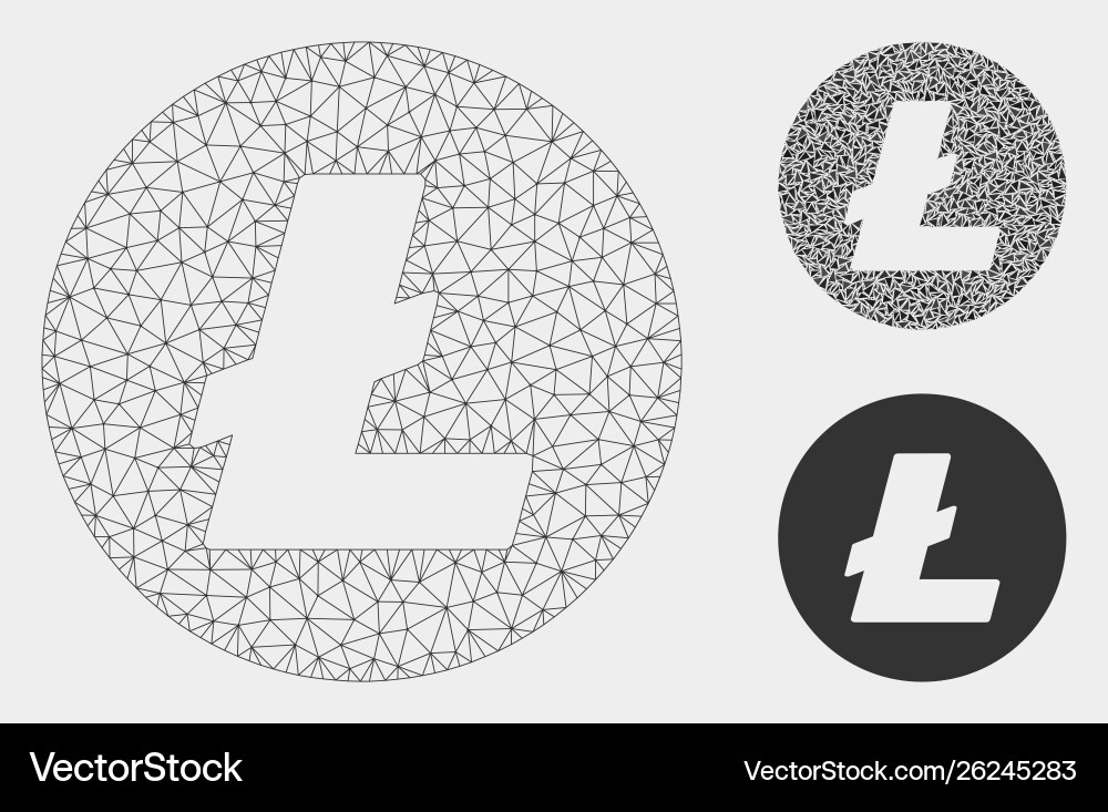 Litecoin coin mesh wire frame model Litecoin coin mesh wire frame model Vector Image