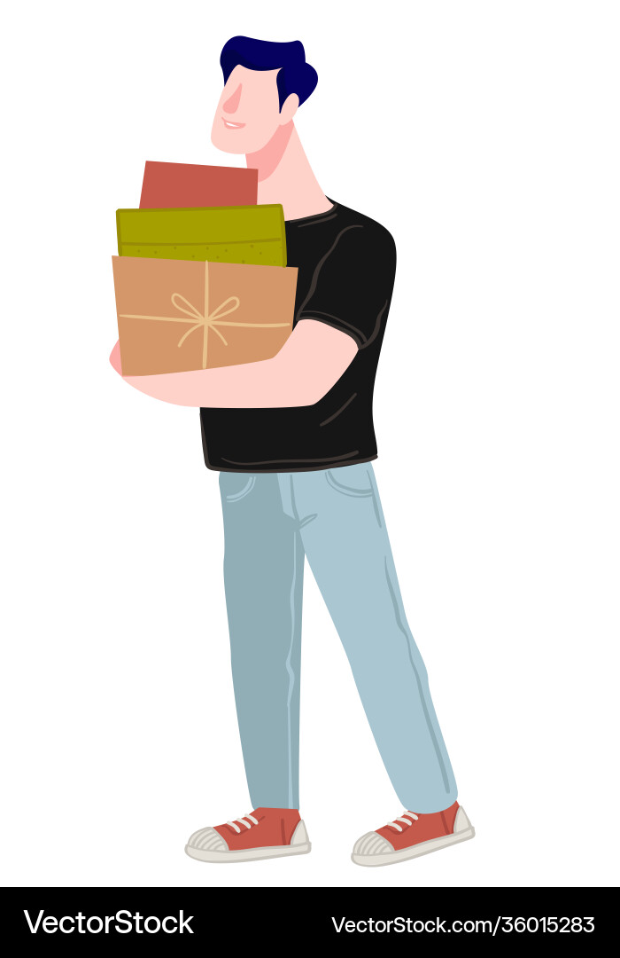 Male Charakter Einkaufsboxen und Geschenk Male Charakter Einkaufsboxen und Geschenk vektorbild