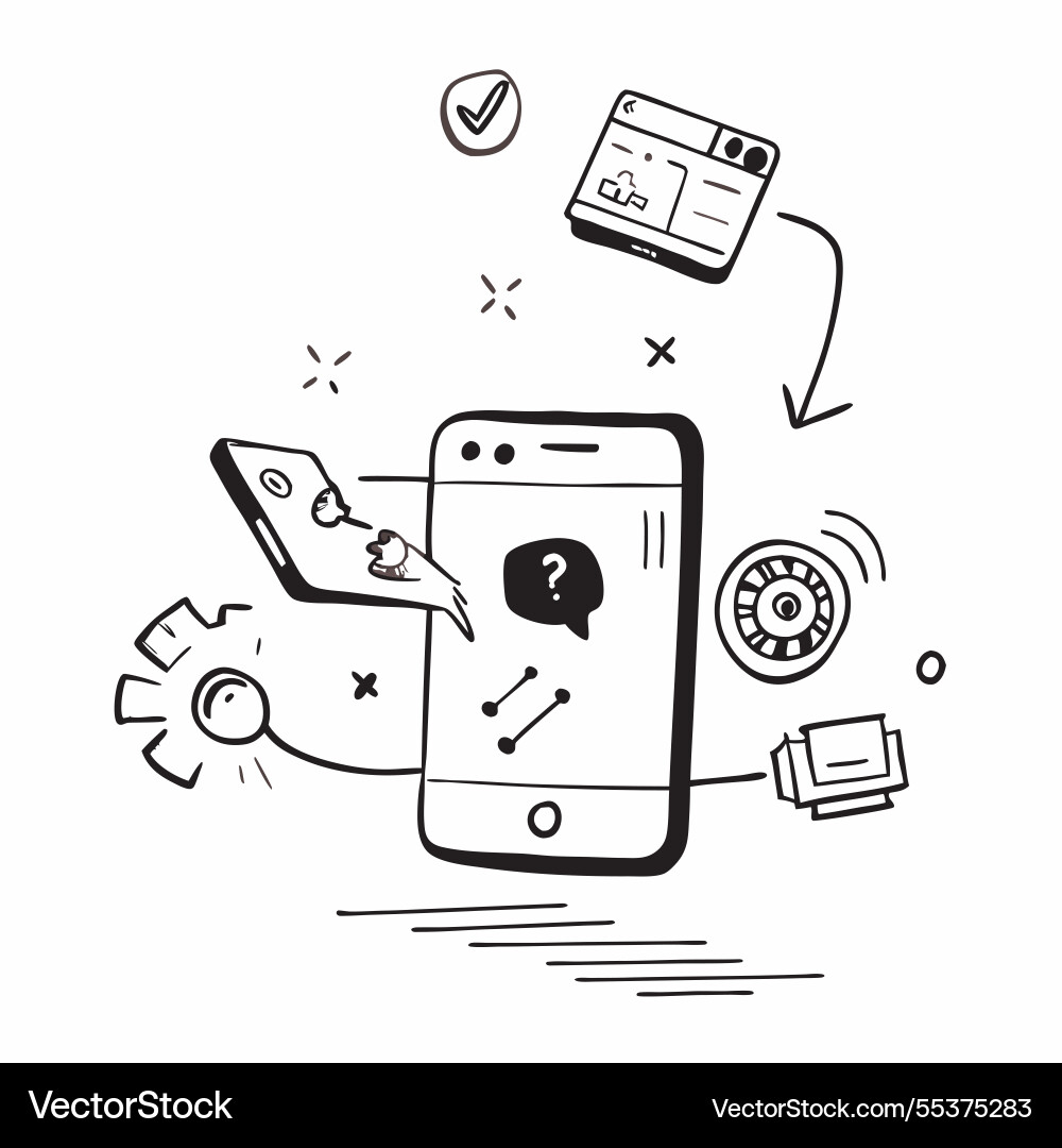 Mobile phone with holographic ai qa and audit Vector Image