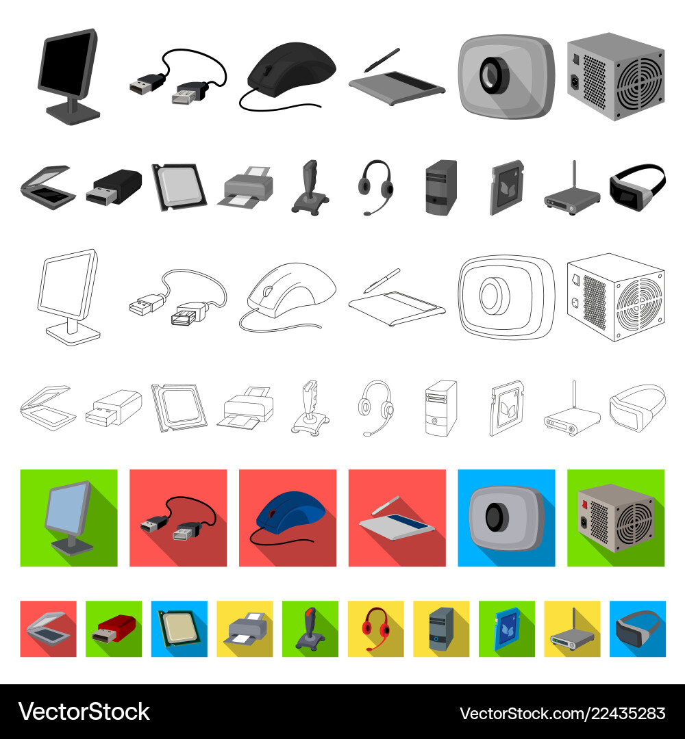 Personal computer flat icons in set collection Personal computer flat icons in set collection Vector Image