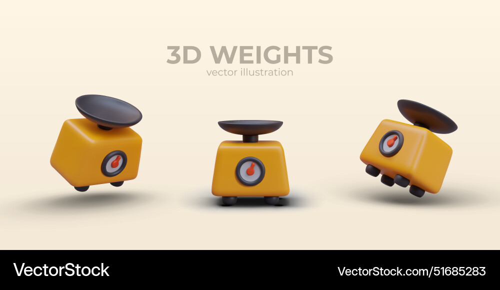 Poster with realistic weights on yellow background