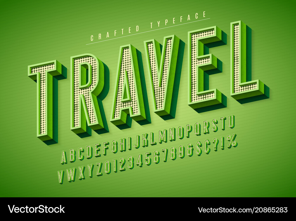 Retro Display Typeface - 3D Font vector image