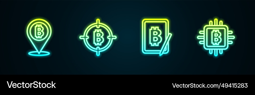 Set line bitcoin the target mining from Set line bitcoin the target mining from Vector Image
