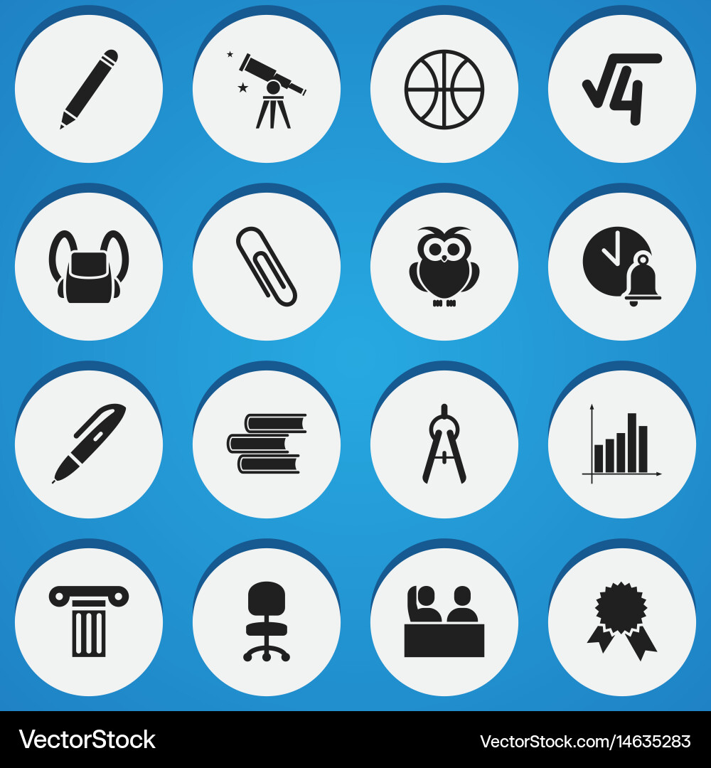 Set of 16 editable university icons includes vector image