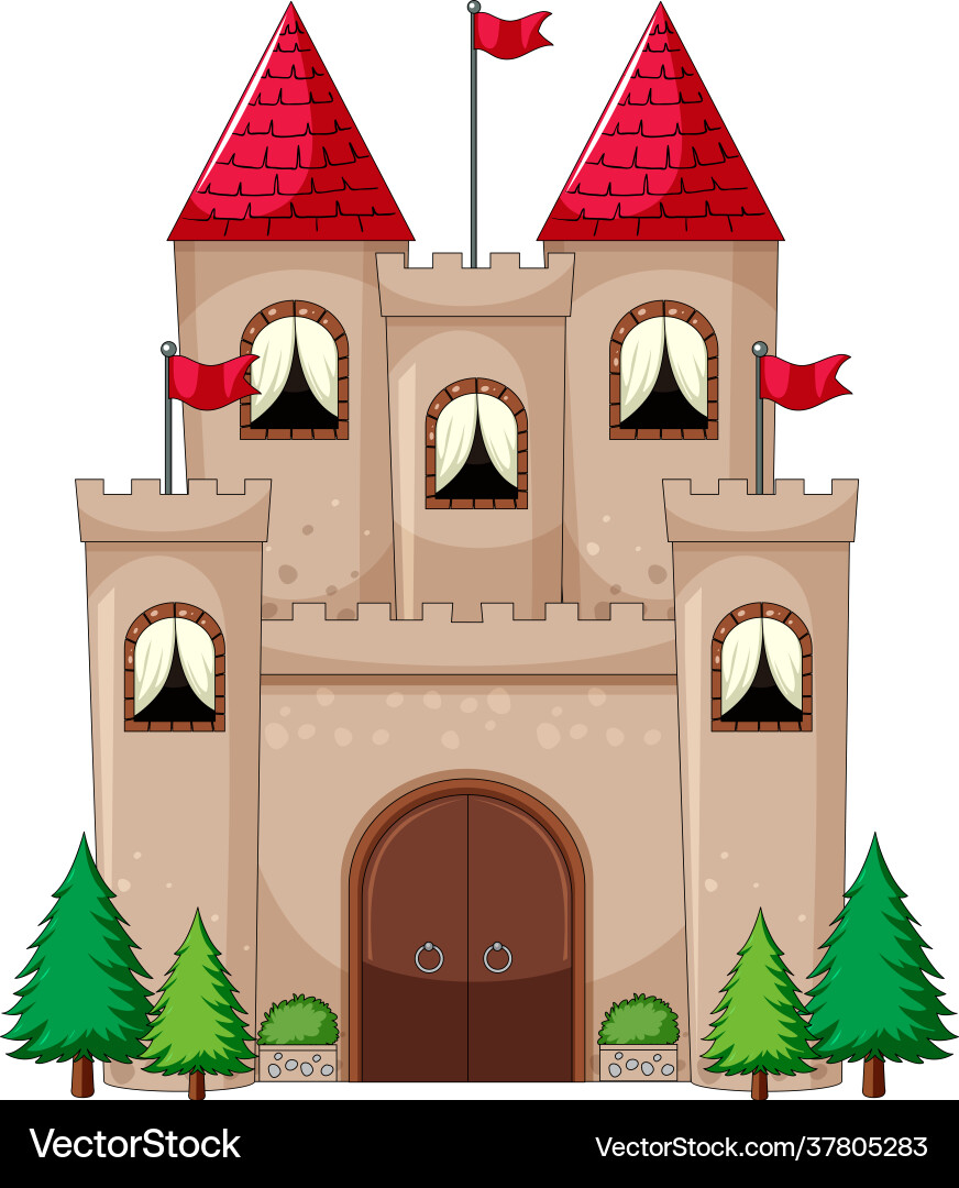 Simple cartoon style castle isolated on white Simple cartoon style castle isolated on white vector image