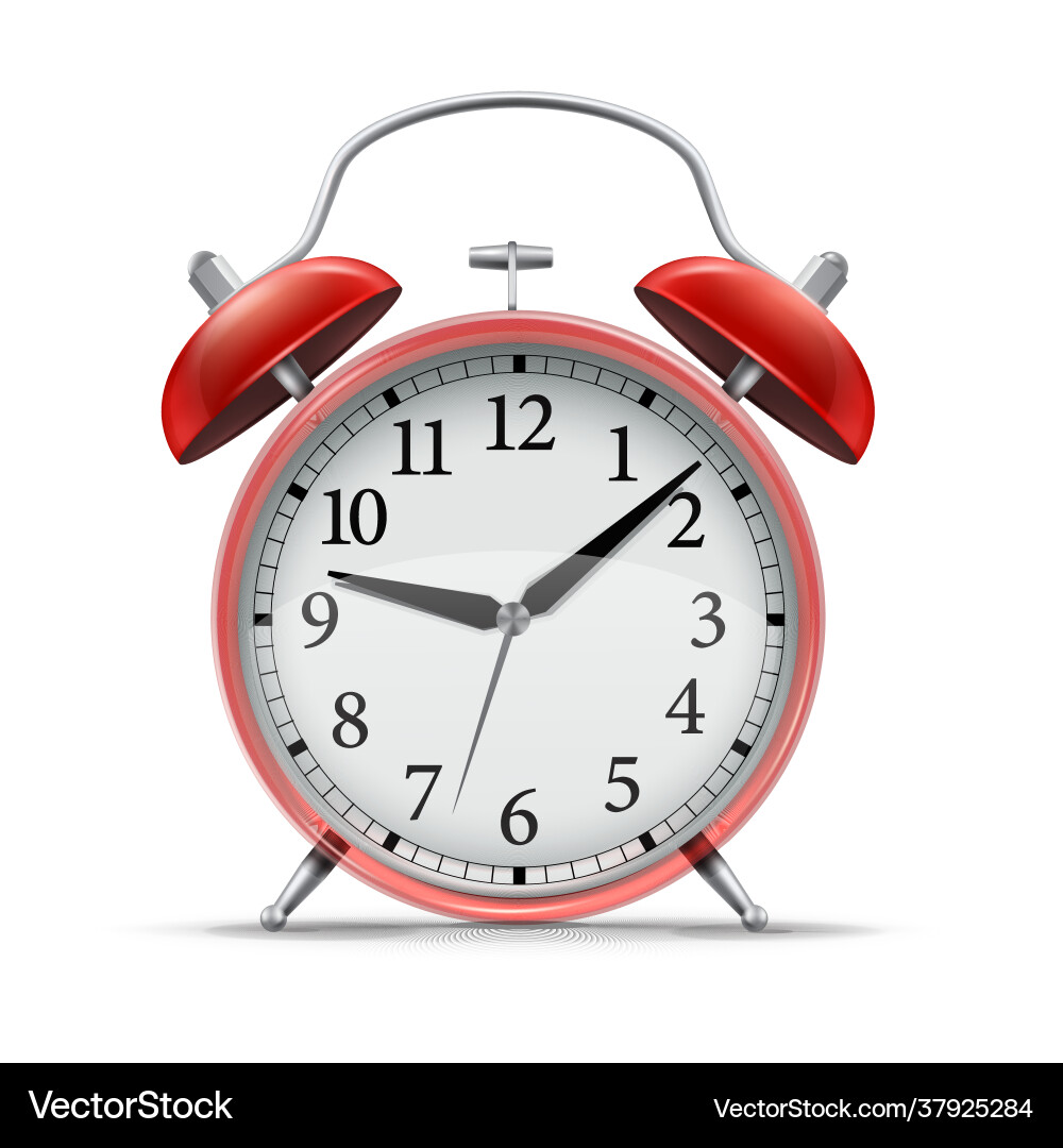 3d realistic red home alarm clock for concept Vector Image