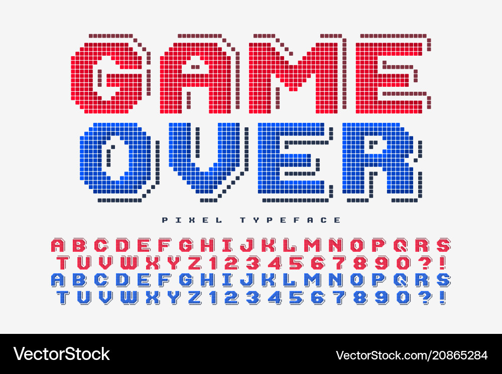 8-Bit Pixel Font Retro Game Over vector image