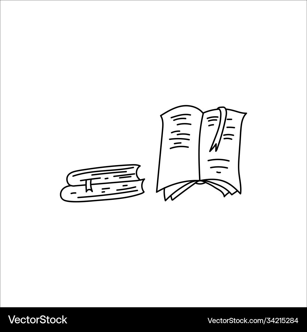An open book with a bookmark and stack two An open book with a bookmark and stack two vector image
