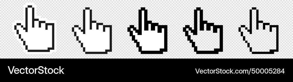 Computer mouse hand 8 bit pixel click Vector Image