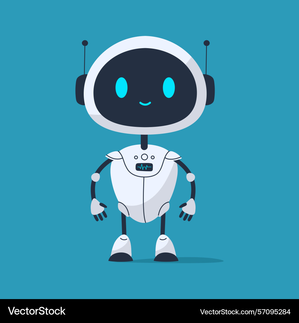 Cute smiling robot with cheerful expression Vector Image